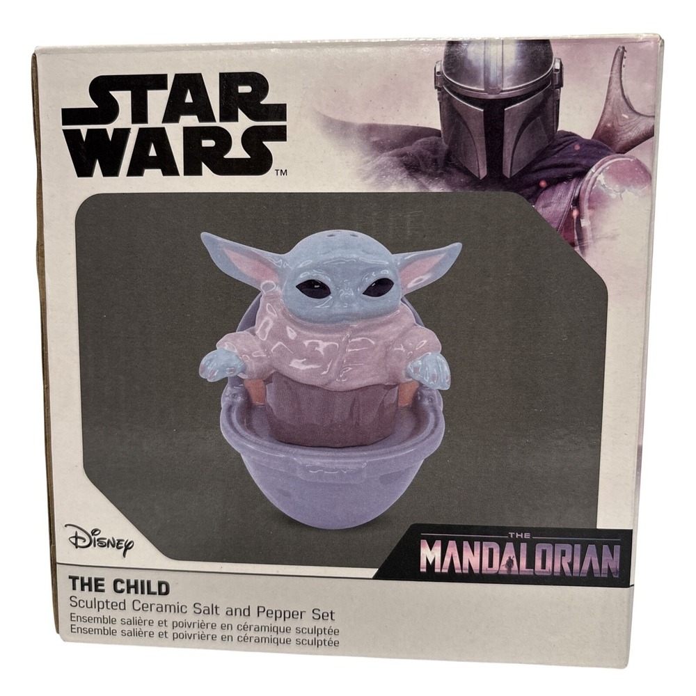 Star Wars Mandalorian The Child Baby Yoda Disney Ceramic Salt&Pepper Shakers NIB